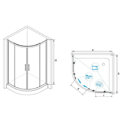 Душевой уголок RGW Hotel HO-51 90x90 профиль Хром стекло прозрачное