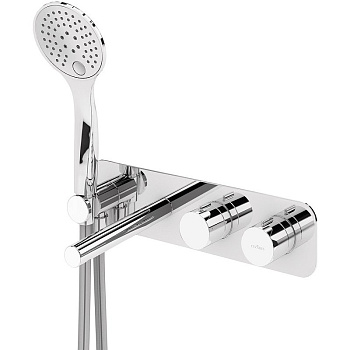 CZR-B-VDM1-T-01 Встраиваемый термостатический смеситель для ванны и душа однорычажный в комплекте с ручным душем, на одной площадке, исполнение хром CZR-B-VDM1-T-01 Встраиваемый термостатический смеситель для ванны и душа однорычажный в комплекте с ручным душем, на одной площадке, исполнение хром