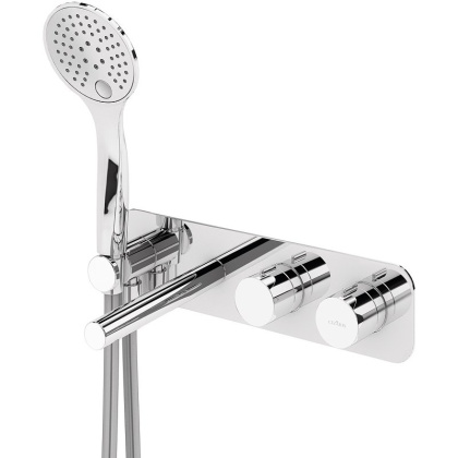 CZR-B-VDM1-T-01 Встраиваемый термостатический смеситель для ванны и душа однорычажный в комплекте с ручным душем, на одной площадке, исполнение хром CZR-B-VDM1-T-01 Встраиваемый термостатический смеситель для ванны и душа однорычажный в комплекте с ручным душем, на одной площадке, исполнение хром