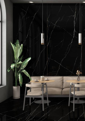 Керамический слэб MARQUINA OLPSE LUMINOUS 2800х1200х6мм , Double Polished Керамический слэб MARQUINA OLPSE LUMINOUS 2800х1200х6мм , Double Polished