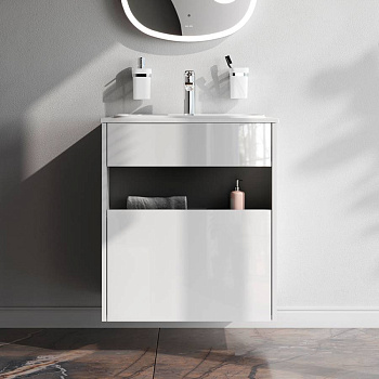 База под раковину с нишей и 1 ящиком, 60 см, белый глянец, универсальная M8FFUX0601WG База под раковину с нишей и 1 ящиком, 60 см, белый глянец, универсальная M8FFUX0601WG