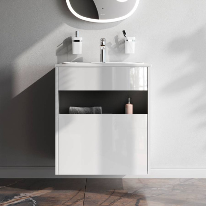 База под раковину с нишей и 1 ящиком, 60 см, белый глянец, универсальная M8FFUX0601WG База под раковину с нишей и 1 ящиком, 60 см, белый глянец, универсальная M8FFUX0601WG