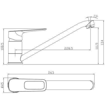 Смеситель Rossinka RS46-21 для кухни с поворотным изливом Смеситель Rossinka RS46-21 для кухни с поворотным изливом