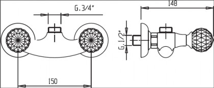 ATLANTIS-DS-02-Sw Смеситель для душа, бронза, ручки Swarovski
