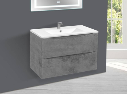База под керамическую раковину Mia 800 подвесная, 2 выкатных ящика soft close, Beton База под керамическую раковину Mia 800 подвесная, 2 выкатных ящика soft close, Beton