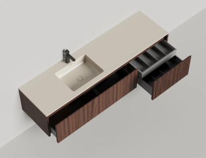 Подвесная тумба Domino 1800, шпон, под встраиваемую раковину