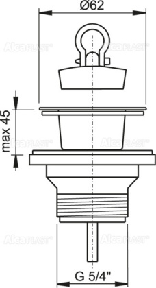 Донный клапан сифона для умывальника 5/4" с пластмассовой peшeткой DN63 Донный клапан сифона для умывальника 5/4" с пластмассовой peшeткой DN63