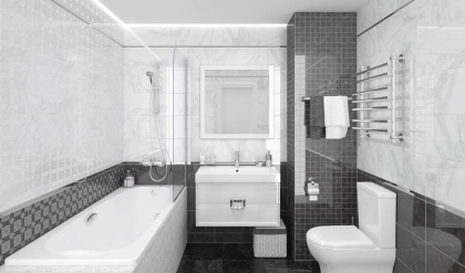 Плитка настенная 34030 Olimpus черный 25*50 (12шт/1,5м2), м2