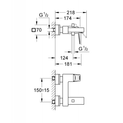 Смеситель для ванны Grohe Eurocube 23140000 хром Смеситель для ванны Grohe Eurocube 23140000 хром