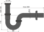 Сифон для умывальника DN32, U-форма с накидной гайкой 5/4", металл