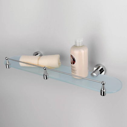 Полка стеклянная с бортиком Donau, 50х5,5х14 см, хром, K-9444