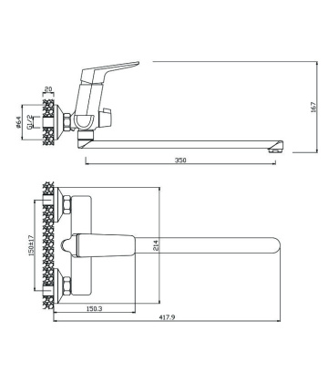 Смеситель д/ванны с длинным изливом, ARAGON, арт.10221AN Смеситель д/ванны с длинным изливом, ARAGON, арт.10221AN