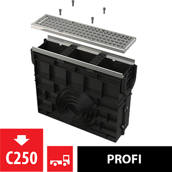 Пескоуловитель для дренажного канала AVZ103 с металлической рамой и оцинкованной решеткой C250