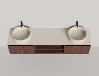 Подвесная тумба Domino 2000, шпон, для двух раковин, гладкий фасад