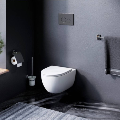 IS49038.111700 Комплект инсталляция с клавишей Pro L черн мат с подвесным унитазом Awe FlashClean с сид м/лифт