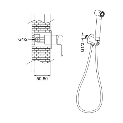 Гигиенический душ со смесителем Rose R2105F, белый/хром Гигиенический душ со смесителем Rose R2105F, белый/хром