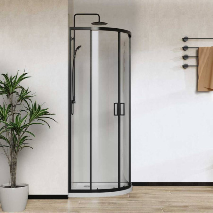 Душевой уголок City VSQ-5CT900CLB, 900*900, черный матовый, стекло прозрачное