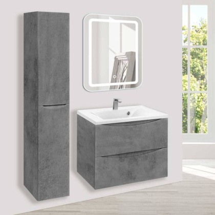 База под раковину Mia 650 подвесная, 2 выкатных ящика soft close, Beton База под раковину Mia 650 подвесная, 2 выкатных ящика soft close, Beton