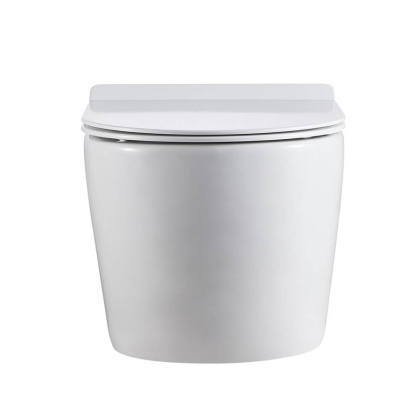 Унитаз подвесной безободковый укороченный Creto Logan L1 1001-001-L1W/1 49 см с крышкой-сиденьем микролифт