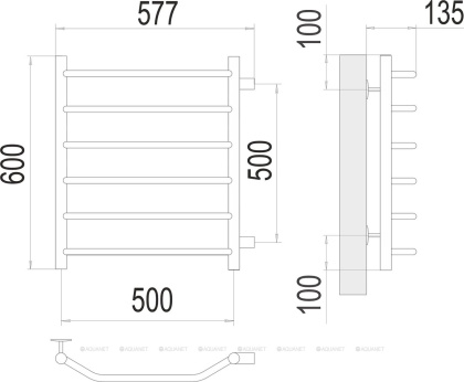 Полотенцесушитель Terminus Виктория П6 500х600 бп500