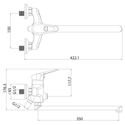 Смеситель Lemark Luna LM4157C универсальный Смеситель Lemark Luna LM4157C универсальный