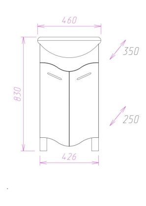 Тумба Onika Лайн 45 напольная, белая (ум. Уют 45)