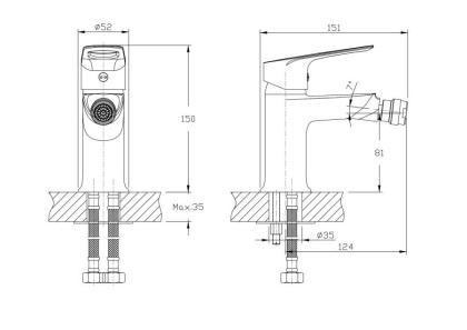 Смеситель для биде RUSH Edge (ED7735-12)