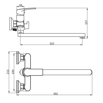 489000000 Eclipse 2.0 Смеситель для ванной и душа с универсальным изливом, хром 489000000 Eclipse 2.0 Смеситель для ванной и душа с универсальным изливом, хром