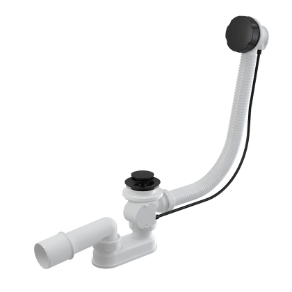 Сифон для ванны автомат комплект, черный-мат