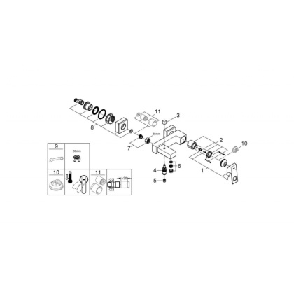 Смеситель для ванны Grohe Eurocube 23140000 хром Смеситель для ванны Grohe Eurocube 23140000 хром