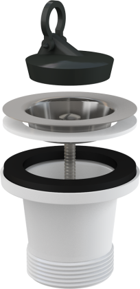 Донный клапан сифона для мойки удлиненный 6/4" с нержавеющей peшeткой DN70 Донный клапан сифона для мойки удлиненный 6/4" с нержавеющей peшeткой DN70