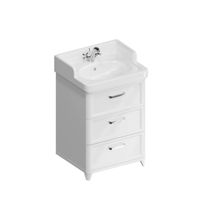 PO.M.60.3\WHT Тумба POMPEI напольная с 3 ящиками 60, белая глянцевая