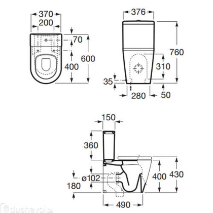 Чаша наполь. унитаза ROCA Inspira, универсальный выпуск, 7342528000