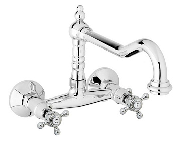 GOLF-LLP-03/24 Кухонный смеситель настенного монтажа Исполнение: Золото 24 карат, Ручки: Золото 24 карат 