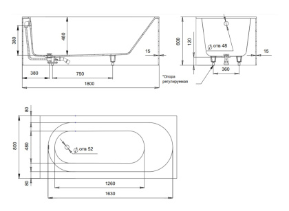 Ванна из искусственного камня FABIA 180,102612M