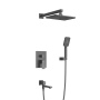 SLIDER-VDSET-GM Душевой комплект встраиваемый с изливом (смеситель, верхний душ, ручной душ со шлангом, излив, штуцер с держателем), оружейная сталь
