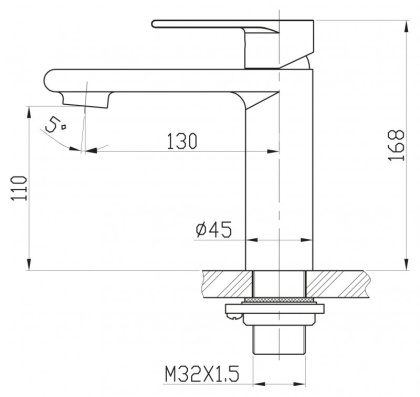 NOVA Смеситель на раковину, нержавеющая сталь NOV-LVM-IN