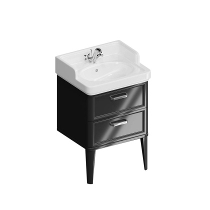 PO.M.60.2\BLK Тумба POMPEI напольная с 2 ящиками 60, черная глянцевая