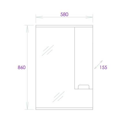 Шкаф-зеркало Onika Харпер 58 белый глянцевый, правый, с подсветкой