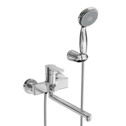 Смеситель универсальный с плоским изливом 30 см,  поворотный переключатель, латунь/хром Смеситель универсальный с плоским изливом 30 см,  поворотный переключатель, латунь/хром