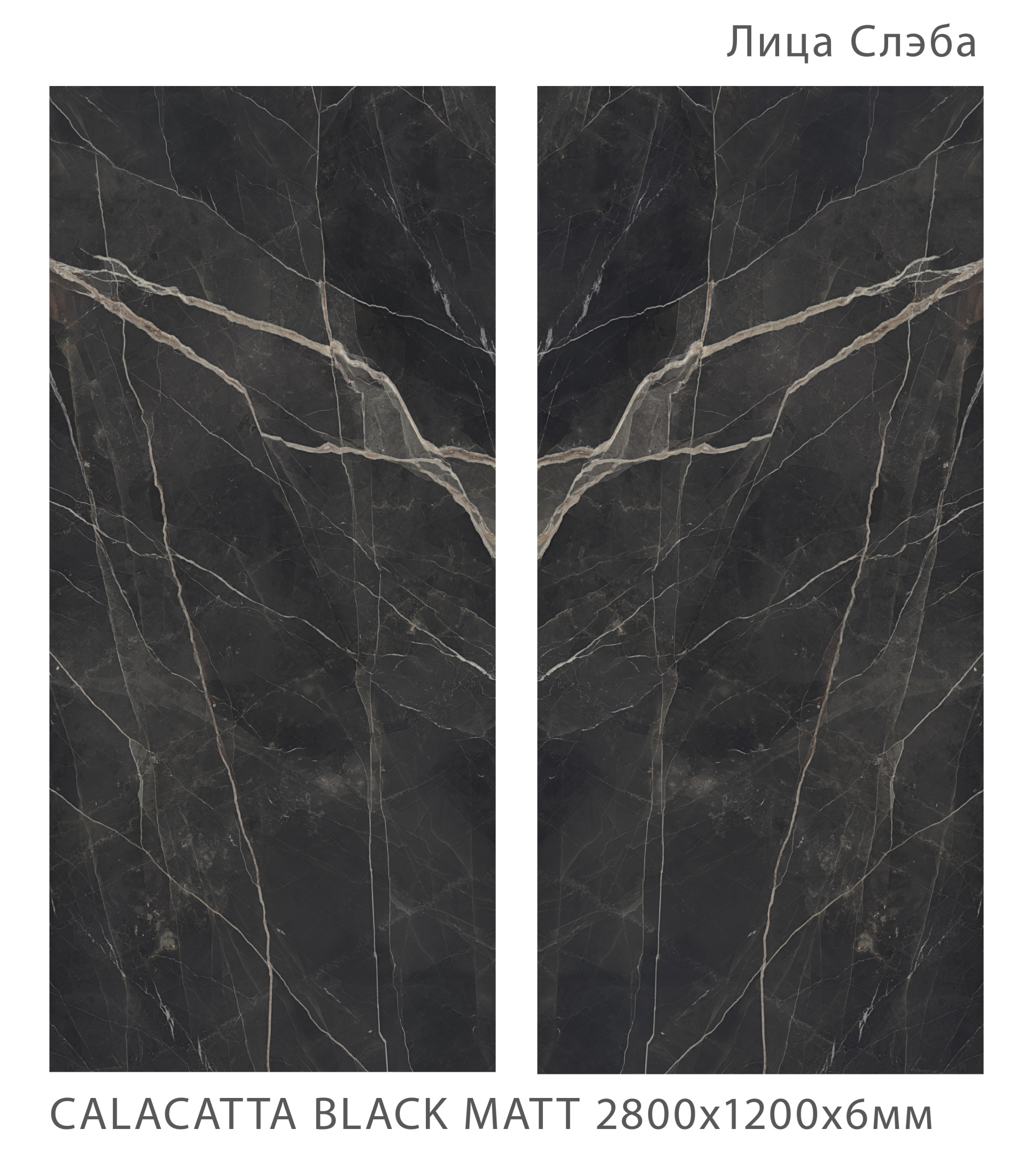 Керамогранит CALACATTA BLACK 2800х1200х6мм MATT
