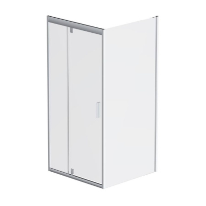 W90G-404-090MT Душевое ограждение Gem Sqare Pivot 90x90 стекло прозрачное, профиль матовый Хром, без