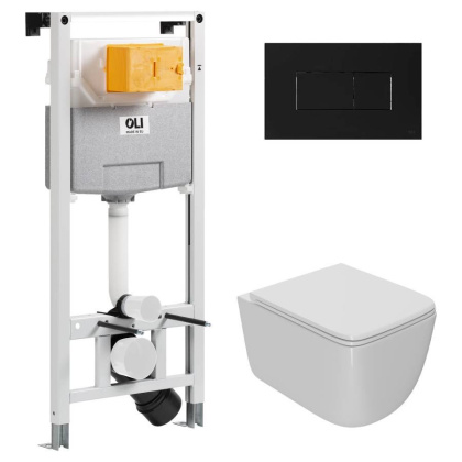 Сет: OLI 120 ECO Sanitarblock pneumatic+Панель KARISMA,черн.soft + Унитаз Point Меркурий PN41831
