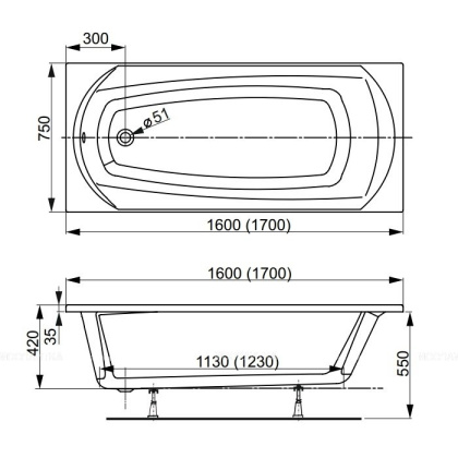 Акриловая ванна VAGNERPLAST EBONY 170x75