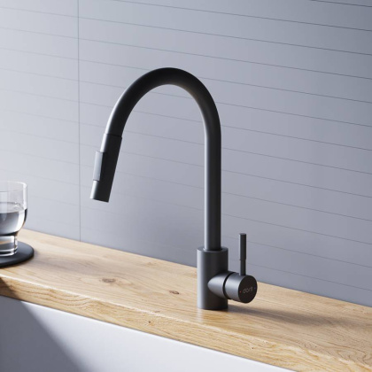 D3007522 Logic Кухонный смеситель  с вытягивающимся изливом, черный D3007522 Logic Кухонный смеситель  с вытягивающимся изливом, черный