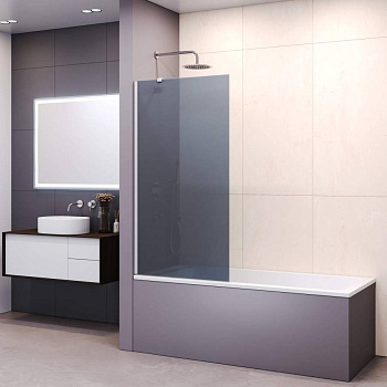 Шторка на ванну 60*150 RGW SC-150 Хром/Тонированное(серое)/6 мм (Easy)