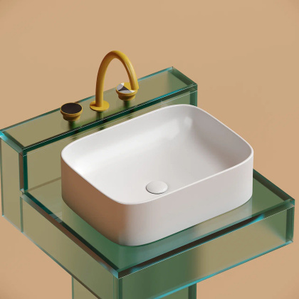 Умывальник чаша накладная прямоугольная (цвет Белый Матовый) Element 505*380*150мм