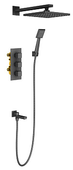 Душевая система Timo Tetra-thermo SX-0199/03SM скрытого монтажа с термостатом, черная матовая Душевая система Timo Tetra-thermo SX-0199/03SM скрытого монтажа с термостатом, черная матовая