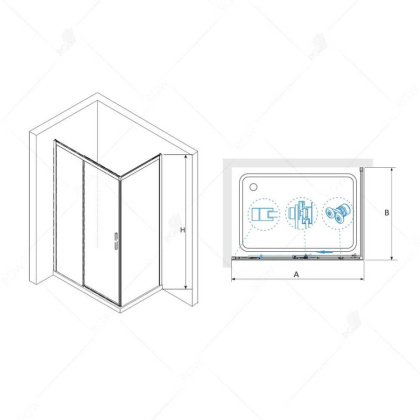 Душевой уголок 170*100*195 RGW LE-41-1B (LE-12B + Z-060-2B) Прямоуг./Чёрный/Прозрачное/6 мм (Easy)