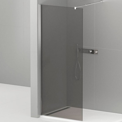 LIBERTA-L-1-120-120-GR-Cr Душевая перегородка с односторонним входом, стекло графит, профиль хром, 1200x1200x1950 мм